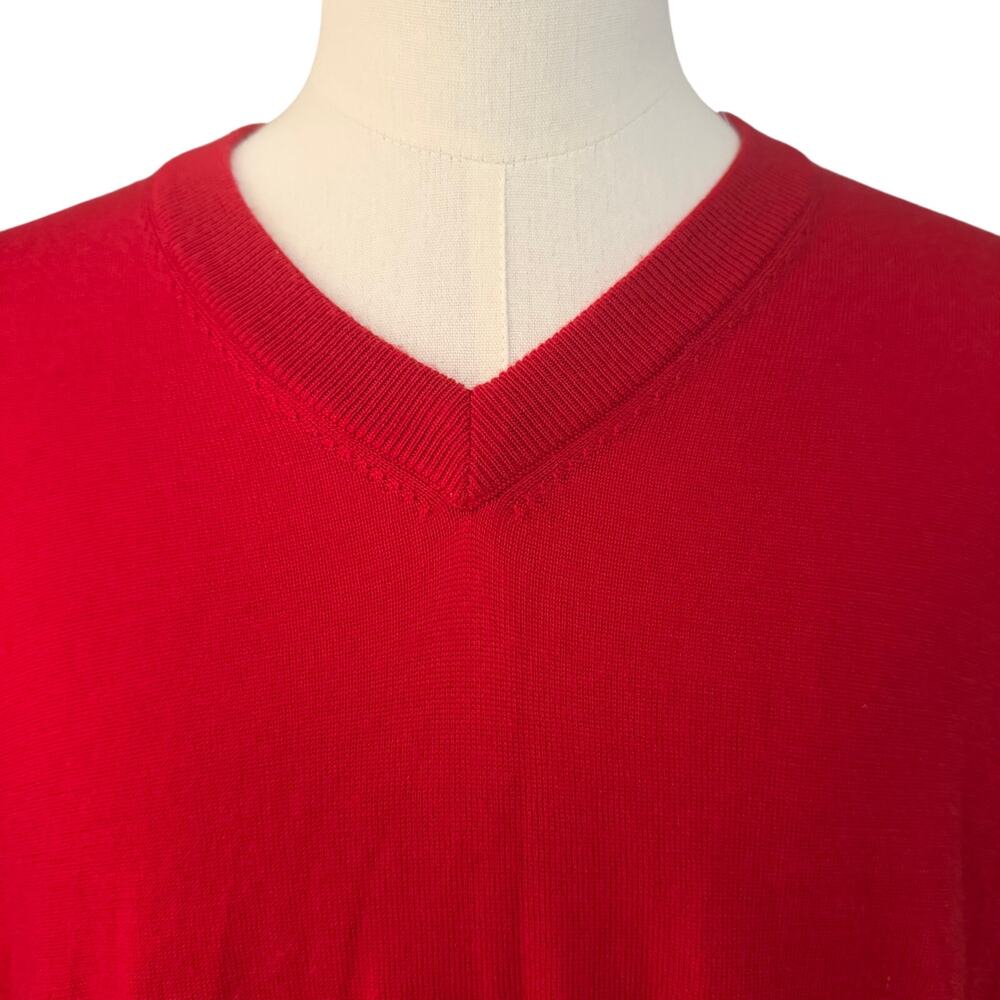 Orvis Men's Red 100% Merino Wool V-Neck Sweater Sz XL Classic Preppy Minimalist